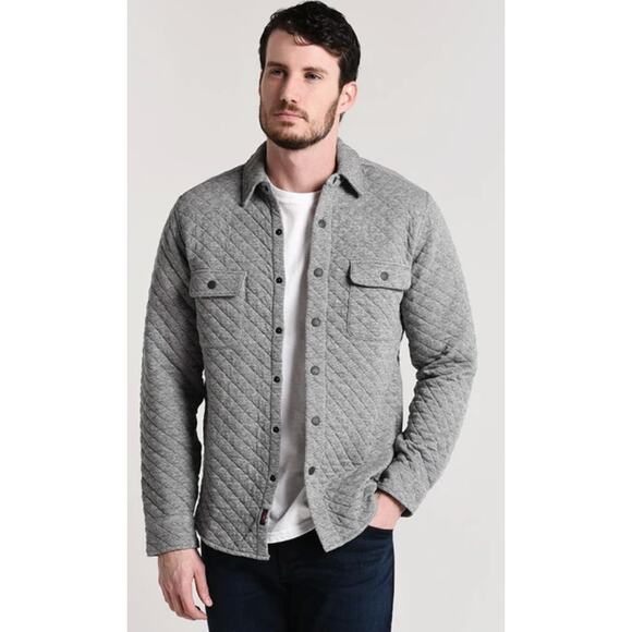 Faherty XXL gray quilted snap shirt jacket - Picture 1 of 9